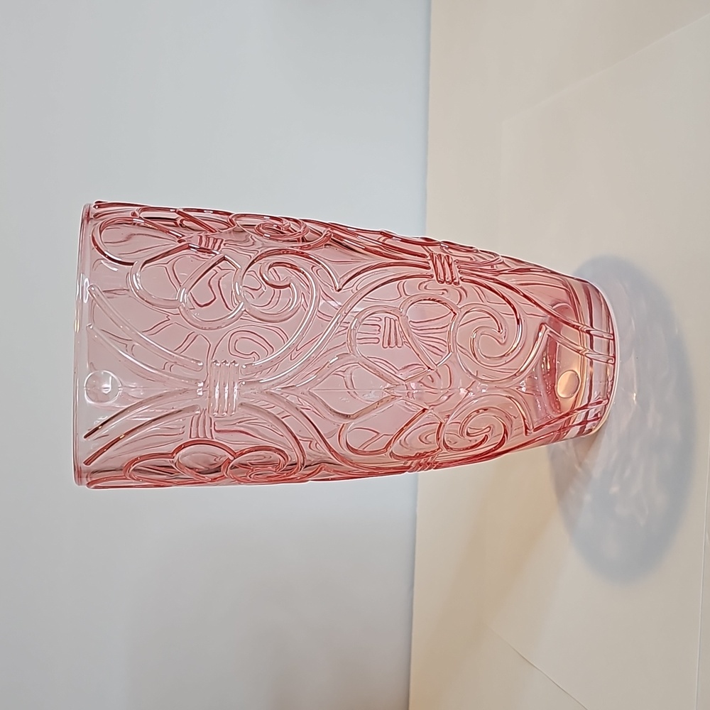 Sweet Heart Medley Pink Pressed Glass Vase